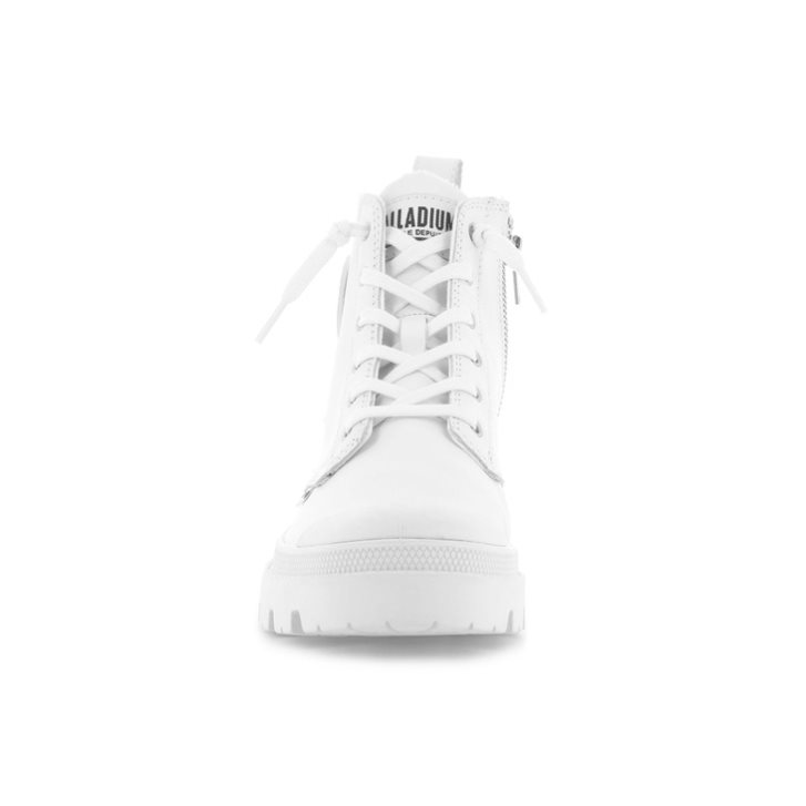 Palladium Pallabase Leather Women's Boots White | UK C472-BXI